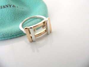 Tiffany & Co Frank Gehry Axis Ring Silver 18K Gold Band Sz 6 Gift Pouch Love Art