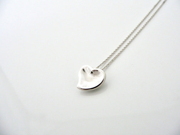 Tiffany & Co Peretti Carved Heart Necklace Pendant Chain Silver Love Gift 16.5 Inches