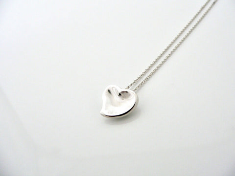 Tiffany & Co Peretti Carved Heart Necklace Pendant Chain Silver Love Gift 16.5 Inches