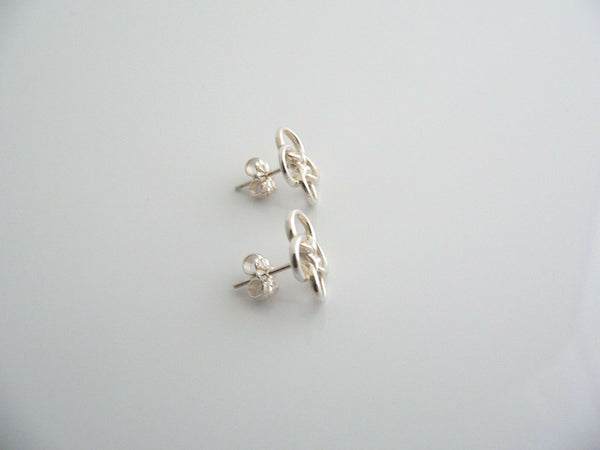 Tiffany & Co Silver Peretti Quadrifoglio Lucky Clover Earrings Studs Gift Love