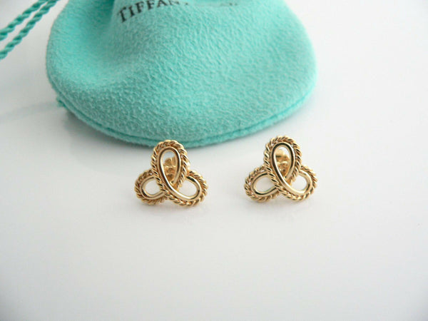 Tiffany & Co 18K Gold Infinity Flower Bead Earrings Studs Gift Pouch Love