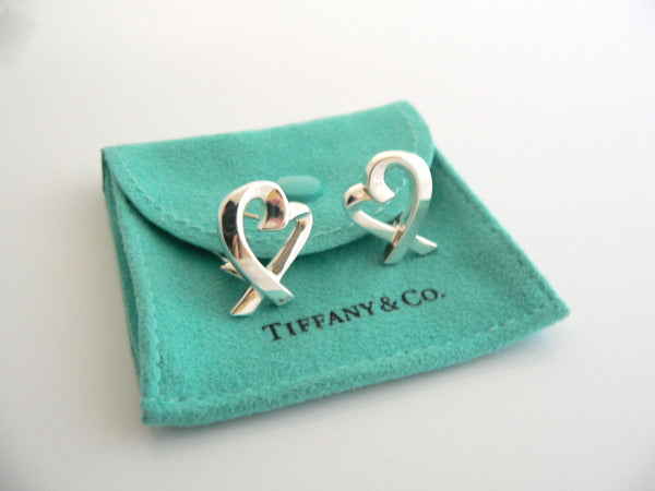Tiffany & Co Silver Picasso Large Loving Heart Earrings Studs Rare Gift Pouch