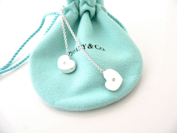 Tiffany & Co Diamond Modern Heart Dangle Necklace Pendant Charm Chain Pouch Love