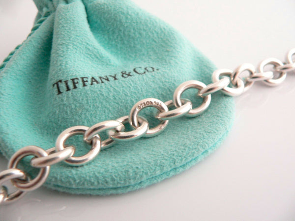 Tiffany & Co Silver I Love You Heart Bracelet Charm Pendant Chain Gift Pouch