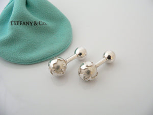 Tiffany & Co Silver Globe Cuff Link Cufflink Cufflinks Travel Gift Pouch Love