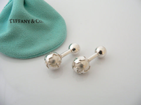 Tiffany & Co Silver Globe Cuff Link Cufflink Cufflinks Travel Gift Pouch Love