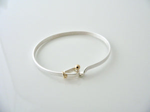 Tiffany & Co Silver 18K Gold Hook & Eye Bangle Bracelet Gift Love Statement Art