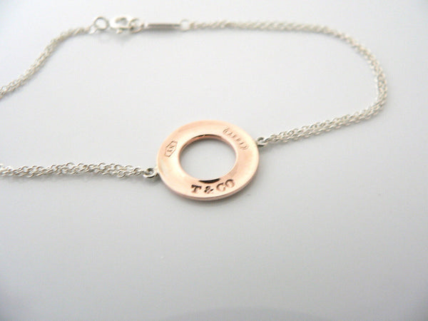 Tiffany & Co Silver Rubedo 1837 Circle Round Bracelet Bangle Chain 7.2 Inch