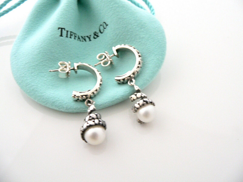 Tiffany pearl hoop earrings Outlet