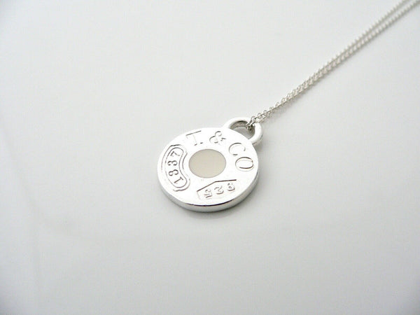 Tiffany & Co 1837 Enamel Circle Necklace White Pendant Charm Chain Love Gift Art