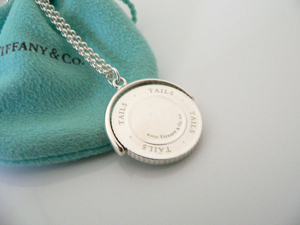 Tiffany & Co Heads Tails Necklace Coin Flip  Pendant Charm Chain Love Gift Pouch