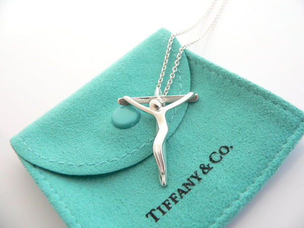 Tiffany & Co Silver Cross Crucifix Necklace Pendant 18 inch Chain Gift Pouch