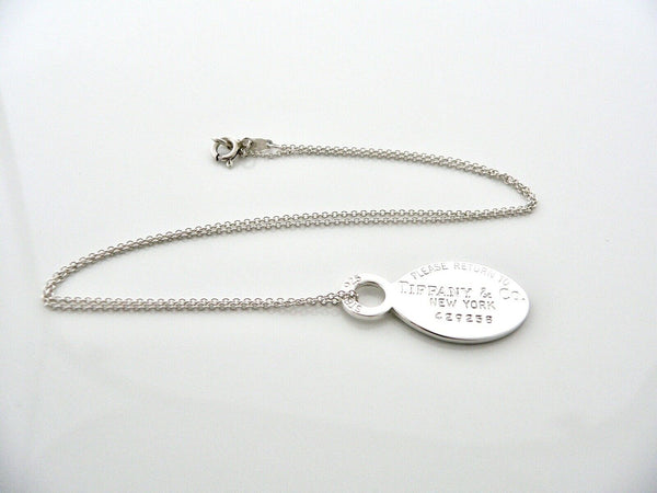 Tiffany & Co Return Oval Tag Necklace Charm Pendant Chain Silver Gift Love Rare