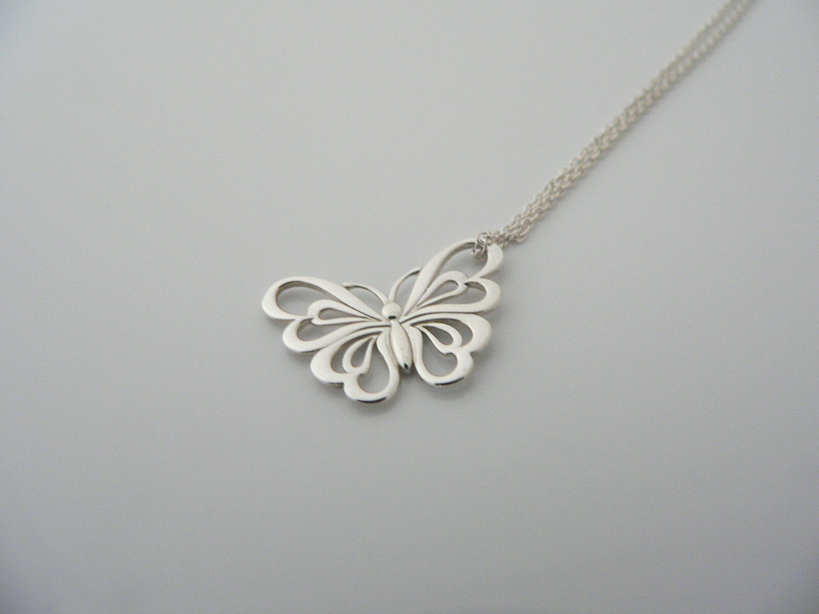 Tiffany & Co Silver Stencil Butterfly Necklace Pendant Charm Nature Gift Love