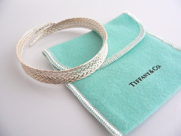 Tiffany & Co Leaf Bracelet Bangle Basket Weave Cuff Bangle Love Gift Pouch Cool