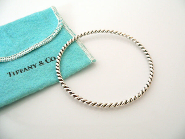 Tiffany & Co Silver Twist Twirl Swirl Bangle Bracelet Gift Pouch Love Statement