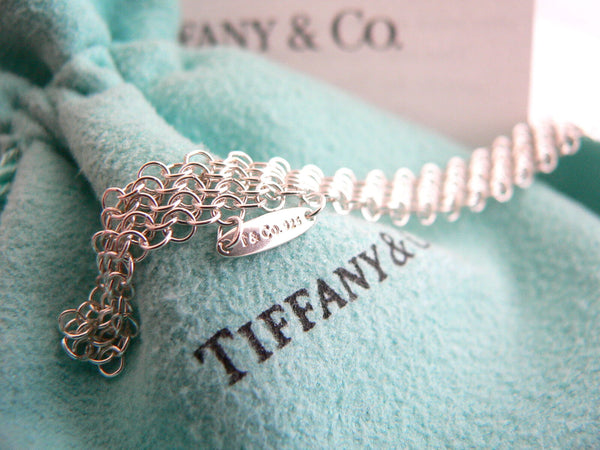 Tiffany & Co Silver Peretti Mesh Bib Necklace 25.75 inch Chain Love Gift Pouch