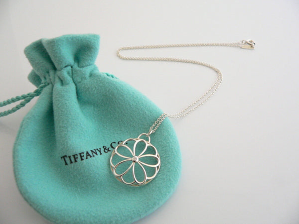 Tiffany & Co Diamond Flower Necklace Garden Lover Pendant Chain Charm Gift Pouch