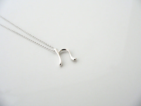 Tiffany & Co Silver Peretti Alphabet N Necklace Pendant Chain Charm Gift Love