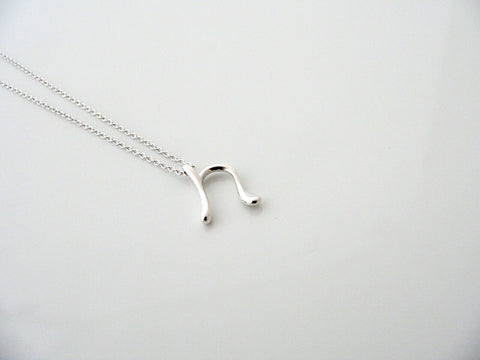 Tiffany & Co Silver Peretti Alphabet N Necklace Pendant Chain Charm Gift Love