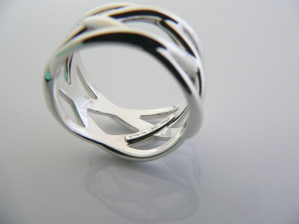 Tiffany & Co Silver Braided Wide Knot Ring Band Sz 6.5 Rare Gift Love Statement