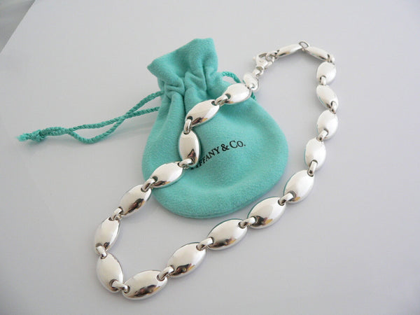 Tiffany & Co Pebble Necklace Silver Choker Heavy Chain Link Love Gift Pouch T Co