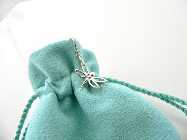 Tiffany & Co Silver Dragonfly Dangling Dangle Earrings Nature Lover Gift Pouch
