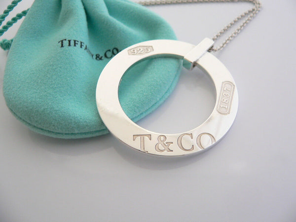 Tiffany & Co Silver Large 1837 Circle Round Necklace Pendant Charm Gift Love