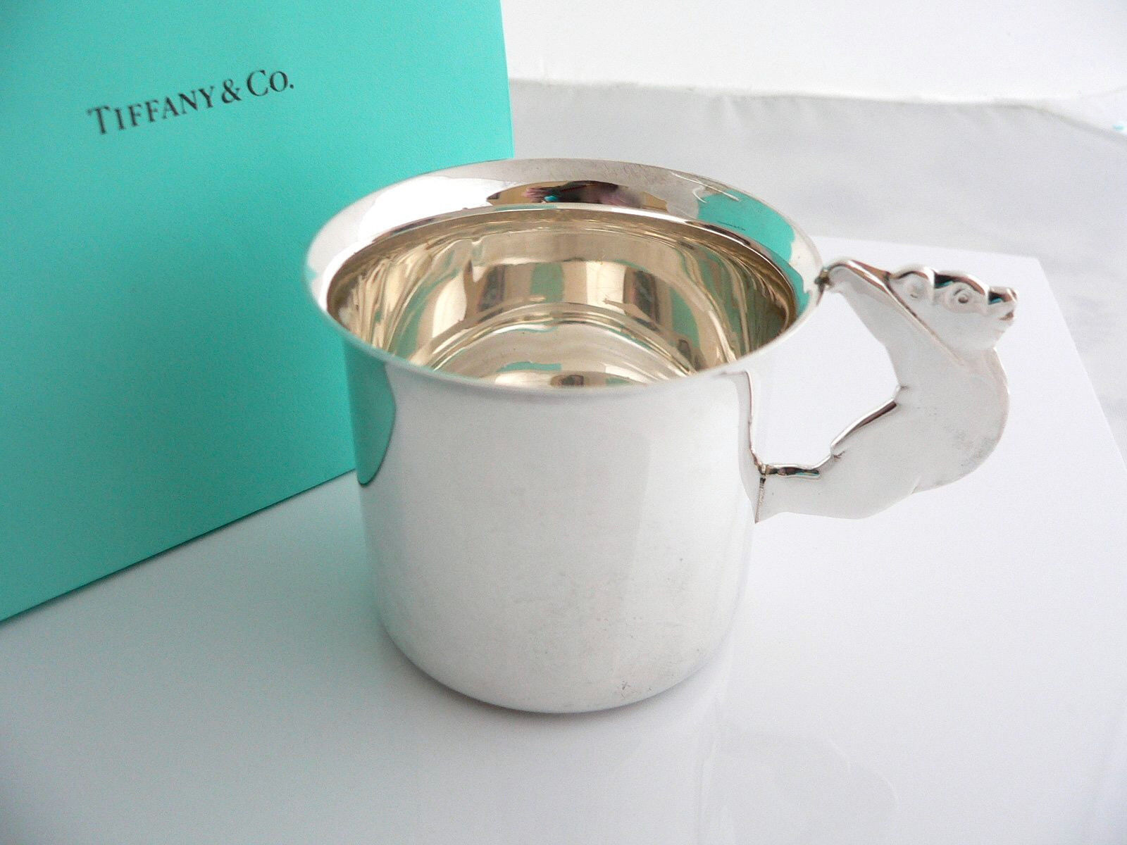 Tiffany & Co Silver Teddy Bear Toy Baby Child Cup Mug Rare Heirloom Gift Bag