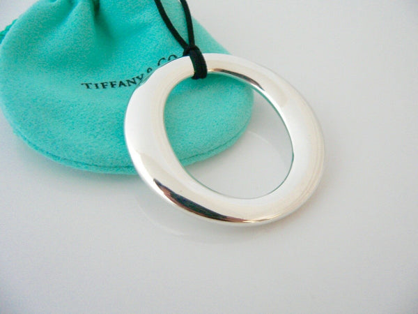 Tiffany & Co Silver Peretti XL Large Sevillana Oval Necklace Pendant Charm Cord