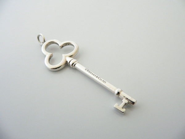 Tiffany & Co Silver Trefoil Key Pendant Charm 4 Necklace Bracelet Gift Love