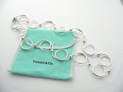 Tiffany & Co Bead Necklace Pendant Link Chain Swirly Twirl Gift Pouch Birthday