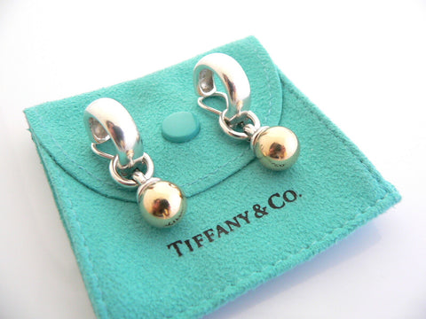 Tiffany & Co Ball Earrings Silver Hardware 18K Gold Fascination Dangle Clip On