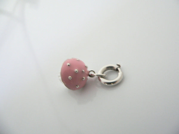 Tiffany & Co Silver Pink Enamel Cupcake Charm Pendant Clasp 4 Necklace Bracelet