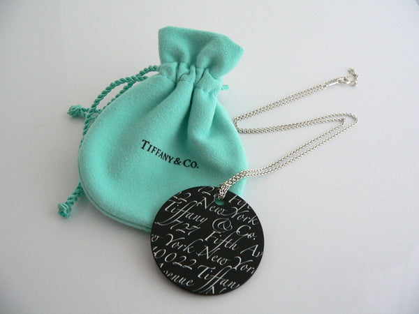 Tiffany & Co Notes Necklace Onyx Round Circle Silver Black Pendant Love Gift Art