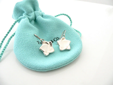 Tiffany & Co Silver Star Dangle Dangling Earrings Peretti Studs Gift Pouch Love