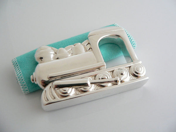 Tiffany & Co Train Rattle Silver Engine Toy Heirloom Baby Shower Gift Pouch Love