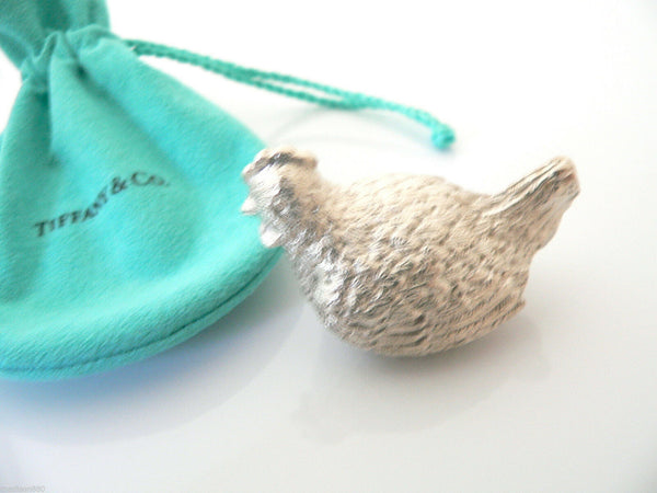 Tiffany & Co Silver  Chicken Pet Pill Box Case Container Rare Gift Pouch