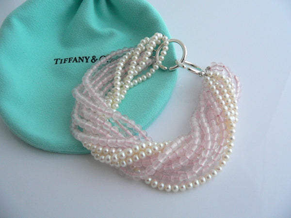 Tiffany & Co Pearl Bracelet Torsade Multi Strand Bangle Chain Love Gift Pouch