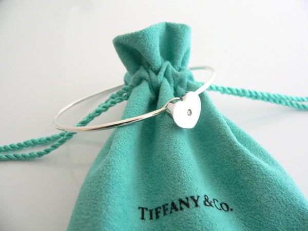 Tiffany Co Diamond Bangle Silver Modern Heart Bracelet Gift Love Pouch T and Co