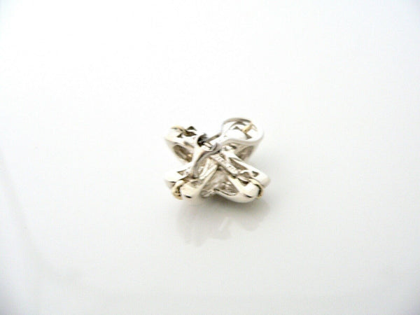 Tiffany & Co 18K Gold Silver Signature X Omega Backs T Co Large SINGLE EARRING