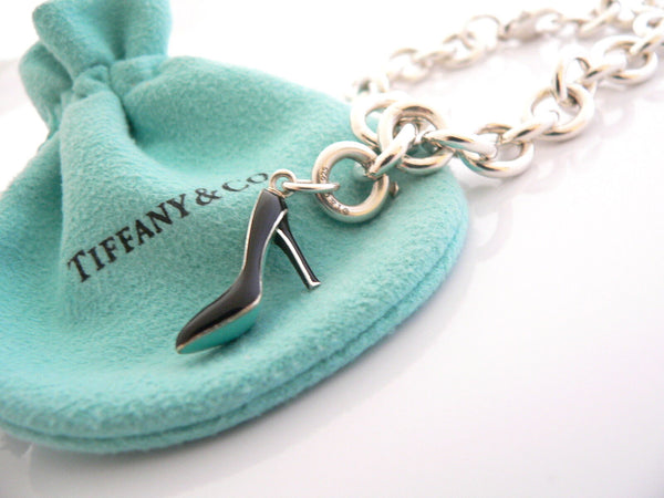 Tiffany & Co Silver Enamel Shoe Bracelet Bangle Charm Pendant Gift Pouch Clasp