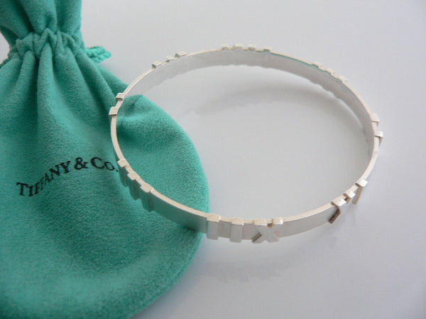 Tiffany & Co Atlas Bangle Bracelet Silver Love Gift Pouch Matte Roman Numeral