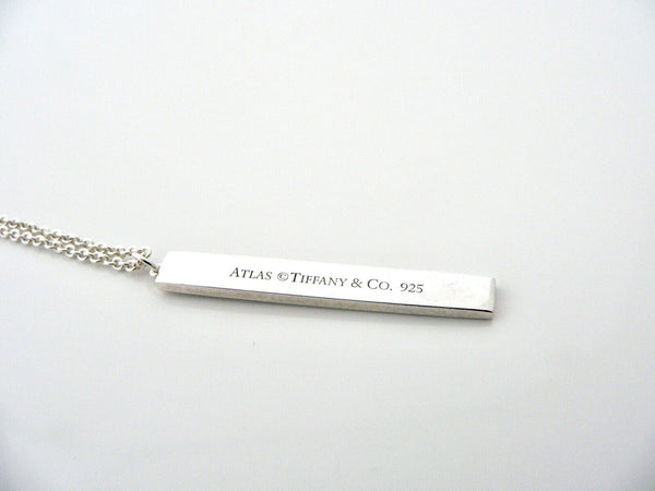 Tiffany & Co Atlas Bar Necklace Pendant Charm Chain Silver Gift Love T and Co