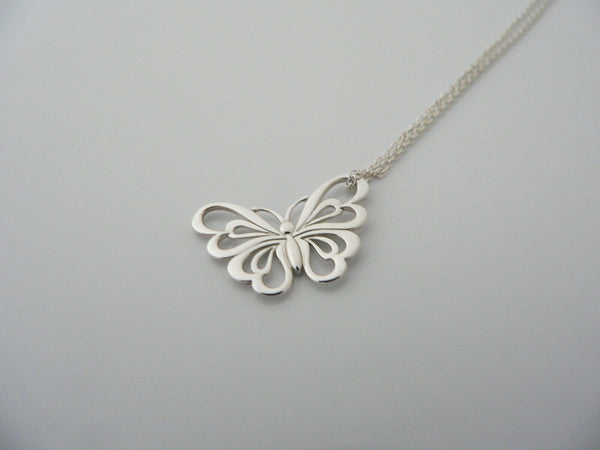 Tiffany & Co Silver Stencil Butterfly Necklace Pendant Charm Nature Gift Love