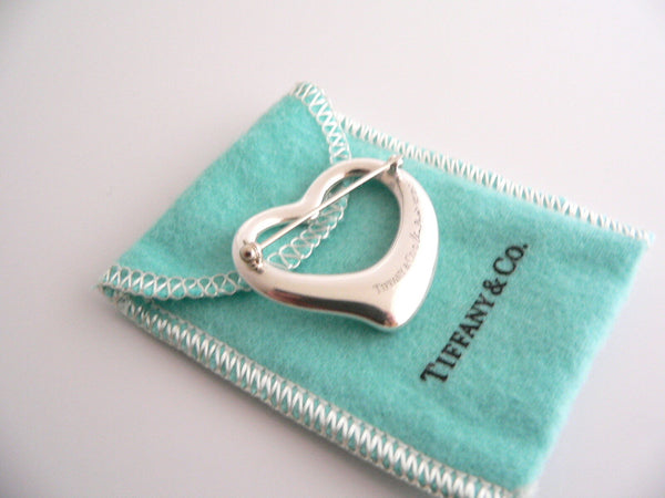 Tiffany & Co Silver Peretti Large 1.5 Inch Open Heart Brooch Pin Gift Love
