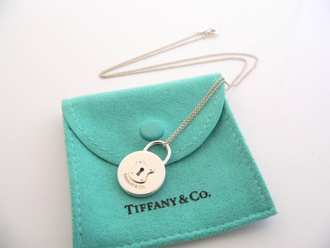 Tiffany & Co Silver Round Locks Necklace Pendant Charm Chain Gift Pouch Love