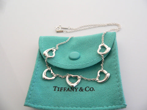 Tiffany & Co Silver Peretti 5 Five Open Heart Pendant Necklace Charm Chain Gift