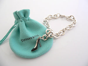 Tiffany & Co Silver Enamel Shoe Bracelet Bangle Charm Pendant Gift Pouch Clasp