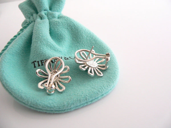 Tiffany & Co Picasso Large Silver Daisy Flower Earrings Studs Gift Pouch Huge